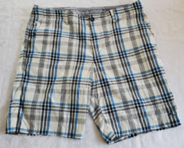 Tommy Bahama Black Blue Beige Plaid Nylon Shorts Mens Size 35 - $14.84