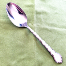 Soup Spoon Cello Pattern Oneida Community Stainless Burnished Handle 6 7/8&quot; - £7.76 GBP