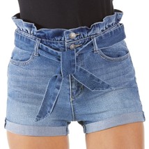 Blue Spice Women&#39;s Juniors High Waist Paperbag Shorts Size 11 Medium Wash New - £20.79 GBP