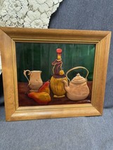Vintage Dehl CopperCraft Embossed Picture in Wood Frame Colorful Painted 15”x13” - $28.71