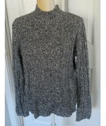 VILLAGER by Liz Claiborne black gray white mock neck Pull over Sweater s... - $7.99