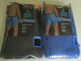 Six Fruit of the loom boxer briefs Size X-Large 100% Cotton Blue and Black - £21.32 GBP