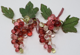 Lucite Colored Grape Cluster BIG BUNCH Vintage 60s MCM Dark Pink/Reds Lo... - £30.57 GBP