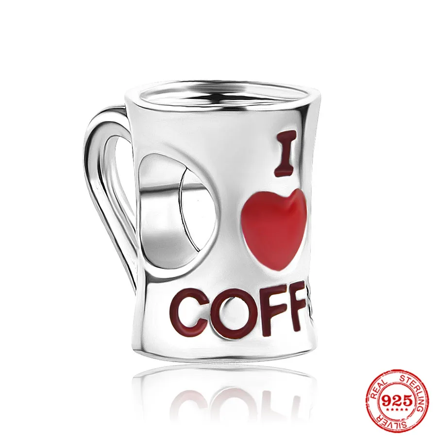 Sporting New 925 Sterling Silver Coffee Cups &amp; Coffee Ahines Charm A Fit Origina - £24.04 GBP