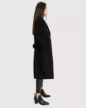 Boss Girl Double-Breasted Lined Wool Coat - Black - $190.00