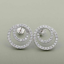 2.10Ct Round Cut Circle Solitaire Diamond Stud Earrings With 14K White Gold Over - £68.75 GBP