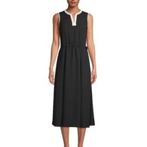 AK Anne Klein Black Contrast-Trim Midi Dress - £44.84 GBP