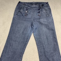 Vintage Zera Jeans Size 12 Estilo Double Breasted Pocket Detail Flare Mi... - £20.79 GBP