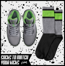 STRIPES Socks for J1 5 Green Bean Silver Flint Grey Chlorophyll Neon 4 Shirt - £16.29 GBP