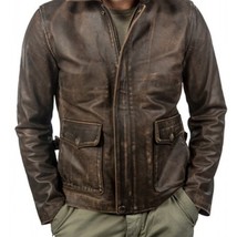 Handmade Indiana jones style Mens Premium Brown Leather leder Jacket vin... - £106.37 GBP