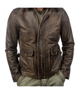 Handmade Indiana jones style Mens Premium Brown Leather leder Jacket vintage - $133.08