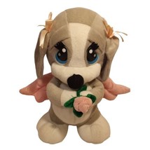 Nanco Sad Sam Honey Pink Angel Wings Puppy Dog Plush Stuffed Animal Toy Gray 12&quot; - £14.62 GBP