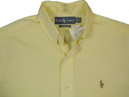 NEW Polo Ralph Lauren Classic Fit Dress Shirt!   Yellow With Multicolor Player - £36.05 GBP