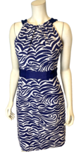 Antonio Melani Navy and White Print Sleeveless Lined Dress, Size 10 - $18.99