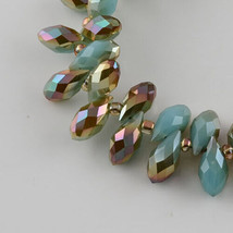 10 Teardrop Beads Glass Briolette Crystal Faceted 12mm Jewelry Supplies Teal - £4.73 GBP