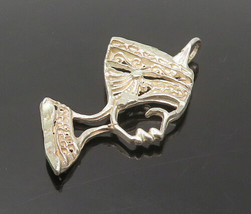925 Sterling Silver - Vintage Shiny Egyptian Queen Nefertiti Pendant - PT13728 - £24.47 GBP