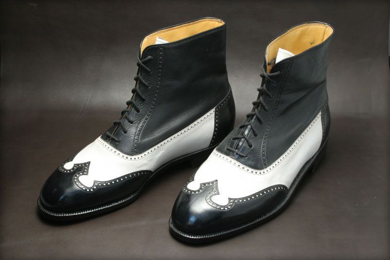 New Handmade Wing Tip Leather Boots Ankle High Trendy Fashion Style Formal New