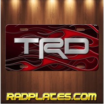 TRD Inspired Art Silver on Red Flames Aluminum Vanity license plate Tag ... - $19.67