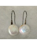 PEARL DANGLE DROP VINTAGE 925 STERLING SILVER  DIAMOND EARRINGS  - $27.79 CAD