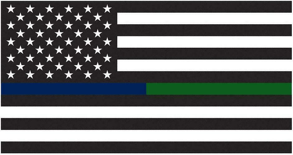 US POLICE MILITARY MEMORIAL BLUE GREEN LINE USA 3X5 FLAG ROUGH TEX® 68D ... - $18.88
