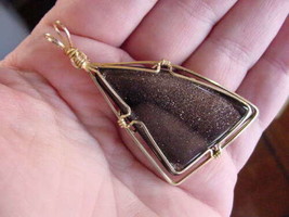(#DW-910) Chocolate Goldstone Glass Pendant Jewelry Sparkle Wired - £28.66 GBP