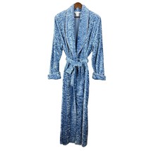 Diamond Tea Robe Womens XL Blue Chenille Belted House Coat Lounge Comfor... - £95.12 GBP
