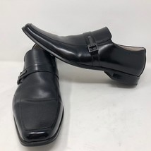Stacy Adams Mens Beau Moc Toe Black Leather Loafer Sz 13 M Slip On Gunmetal Bit - £26.21 GBP