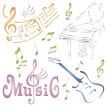 Musical Harmony Stencil - 6.5 x 6.5 inch Mixed Media Piano Guitar Words Musical - $36.62