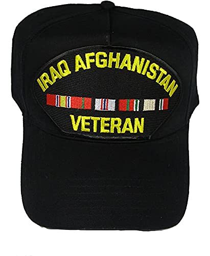 Primary image for EC Iraq Afghanistan Veteran w/3 Ribbons HAT - Black - Veteran Owned Business