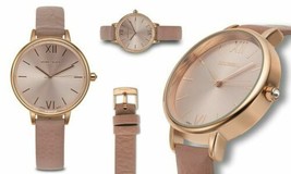 NEW Rousseau 9916 Women&#39;s Esther Ultra Thin Light Pink Leather Rose Gold Watch - £28.77 GBP