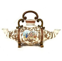 Antique Japanese Satsuma Koro Ceramic Earthenware  double spout TEAPOT  ... - $3,987.28 MXN
