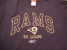 NFL St. Louis Rams Sewn logo navy blue Reebok T Shirt Men's Size L - $15.91