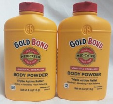 2X Gold Bond Original Strength Body Powder  Triple Action With Talc 4 Oz Each  - £27.34 GBP