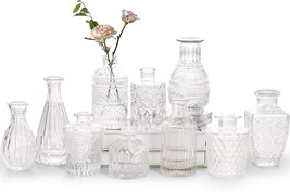 Glass Bud Vase Set Of 10: Mini Vintage Vase For Rustic Wedding Decorations, - $37.93