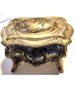 Vintage ~ Art Nouveau Floral Footed Silver-Tone Metal Jewelry Box - $34.05 CAD