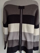 Altar&#39;d State Waffle Knit Striped Back Zip Sweater  Size S Black Gray Wi... - $14.84