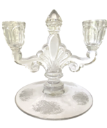 Vintage Heisey Orchid Etched Glass Two Light Candle Holder - $28.57 CAD