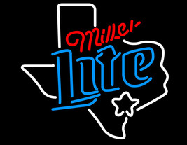 Miller Lite Dallas Texas Star Logo Neon Sign - £545.96 GBP