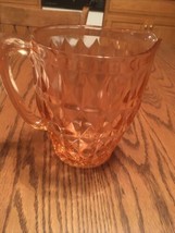 Jeanette Windsor Diamond Pink Depression Glass Pitcher 6 1/2&quot; TALL - £20.26 GBP