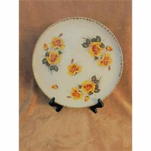 Vintage Early Mid-Century Yellow Rose 24Kt Edged 10.5&quot; Plate - £14.69 GBP