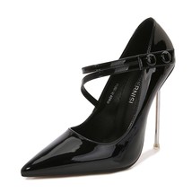New Arrival Designer Women 12cm Metal Heel Pumps Glossy Patent Stilettos High He - £73.70 GBP
