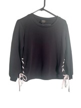 W5 Size Small Black Side Lace Up Sweatshirt *flaw* Crew Neck Casual Athleisure - £10.98 GBP