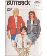 BUTTERICK PATTERN 3134 SIZES 8 & 10 MISSES' JACKET IN 3 VARIATIONS - $3.00