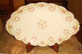 Elite Works Limoges France White Platter featuring Rose and Swag Pattern - 14&quot; - £35.79 GBP