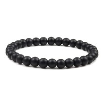 Buddha Black White Natural Stone Rock Lava Beads Strand Bracelet Men Women Rosar - £11.28 GBP