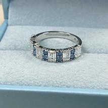 2Ct Blau Rund &amp; Smaragd Schliff Abwechselnd Kunstdiamanten Grown Diamant... - $63,160.89 MXN+