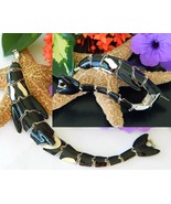 Vintage Articulated Orca Killer Whale Panel Bracelet Enamel Figural - $79.95