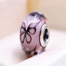 Pink Butterfly Kisses Murano Glass Charm Bead For European Bracelet - £7.89 GBP