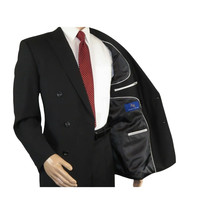 Men Apollo King Double Breasted Formal Business Suit Pleated Pants DM21 Black image 4