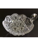 VTG WESTMORELAND  CRYSTAL CLEAR DEEP CUT GLASS HANDLED NAPPY DISH 6&quot; - £25.31 GBP